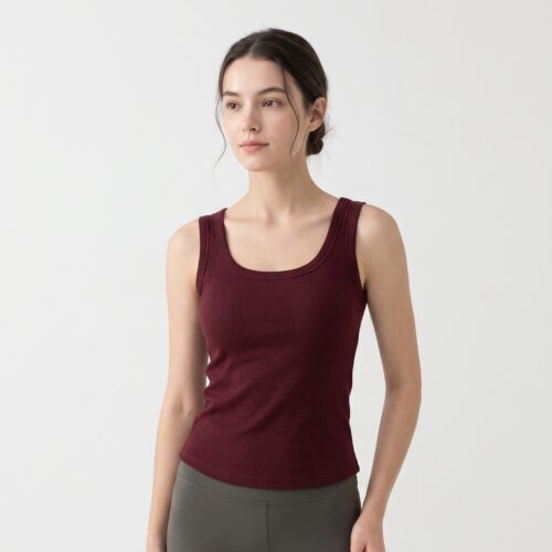 Women's Thermal Ribbed Tank Top with Built-in Bra – Warm Fleece Base Layer Camisole for Fall/Winter