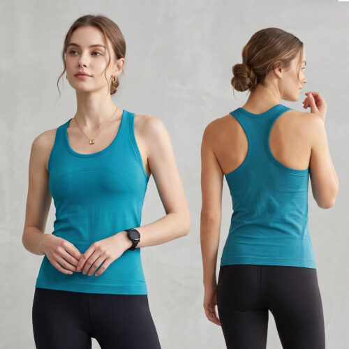Women's Seamless Racerback Yoga Tank Top with Built-in Bra