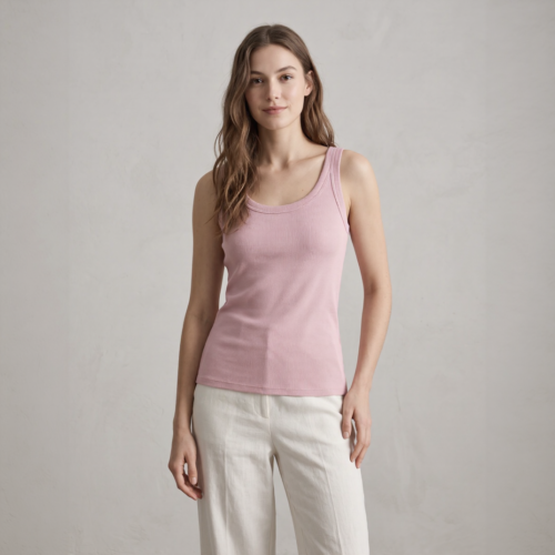 Women Soft Cotton Modal Ribbed Tank Top with Built-in Bra